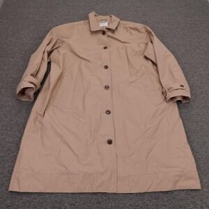 Old Navy Coat Womens XXL Beige Water Resistant Twill Long Rain Button Front